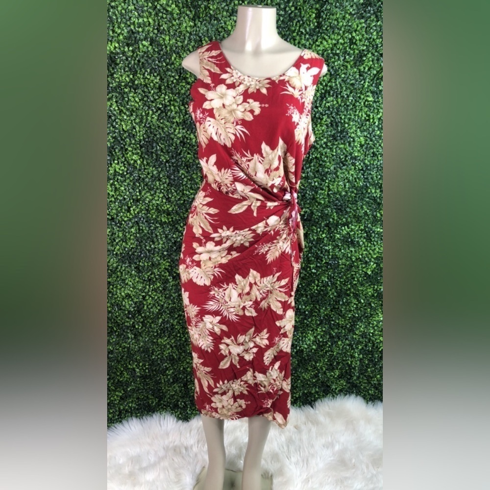 Young hawaii faux wrap dress